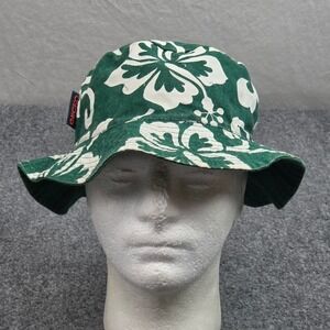 Gecko Hawaii Bucket Hat Green Hibiscus Floral Reversible Surf Skate Resort
